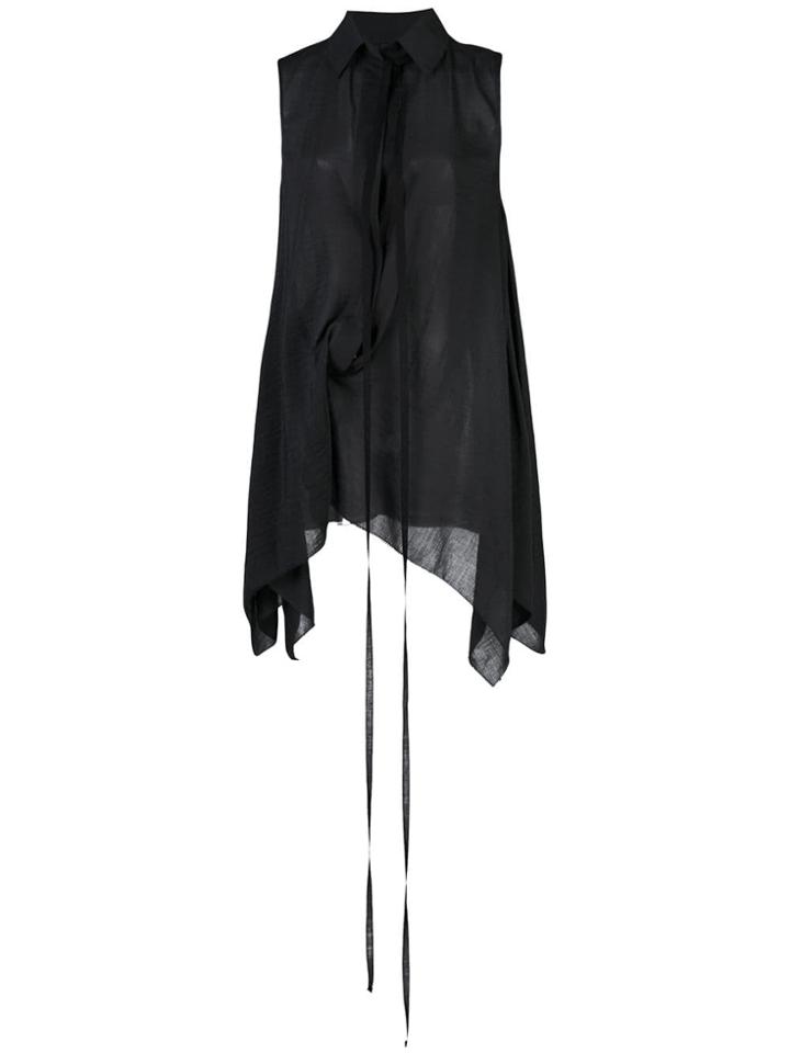 Vera Wang Gathered Tie Neck Shirt - Black