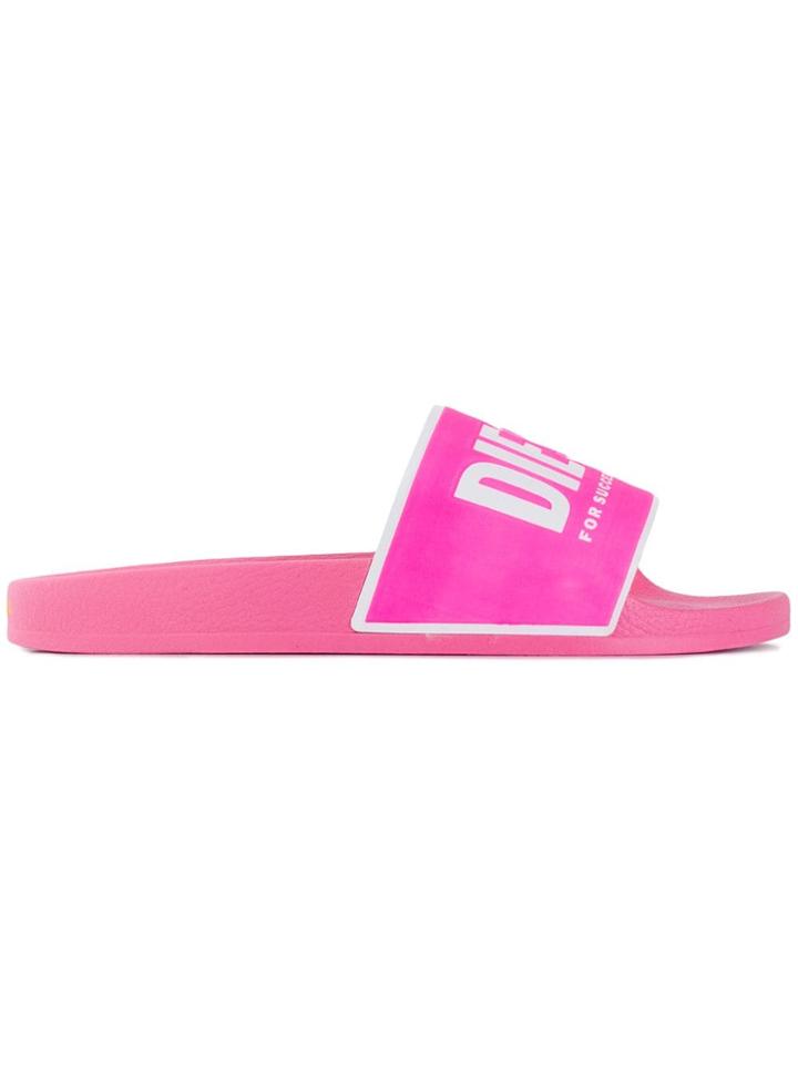 Diesel Logo Slides - Pink