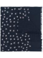 Closed Star Embroidered Scarf - Blue
