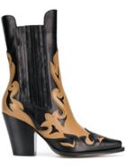 Alberta Ferretti Two Tone Cowboy Boots - Black
