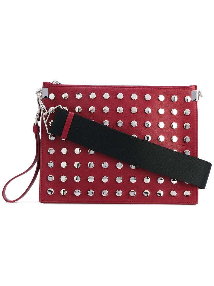 Versace - Large Studded Clutch Bag - Women - Calf Leather - One Size, Red, Calf Leather