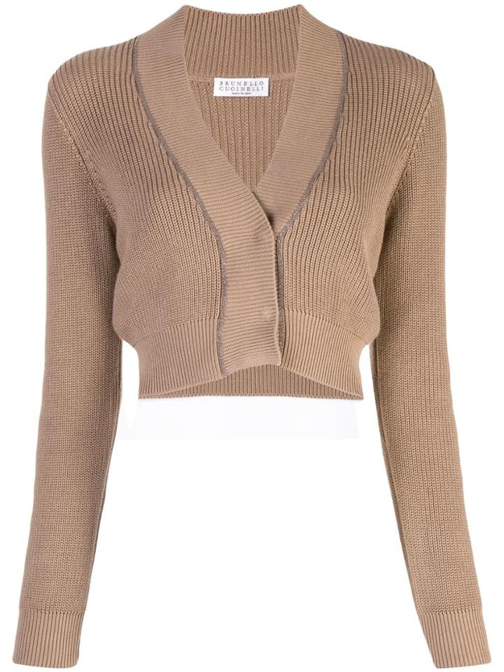 Brunello Cucinelli Cropped Cardigan - Brown