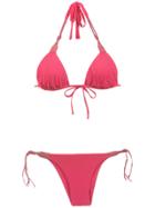 Amir Slama Ruched Details Bikini Set - Pink & Purple