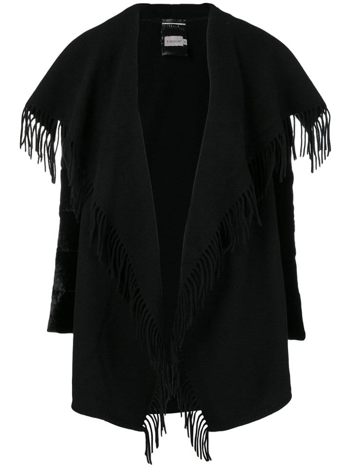 Moncler Fringed Open Cape - Black