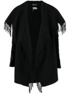 Moncler Fringed Open Cape - Black