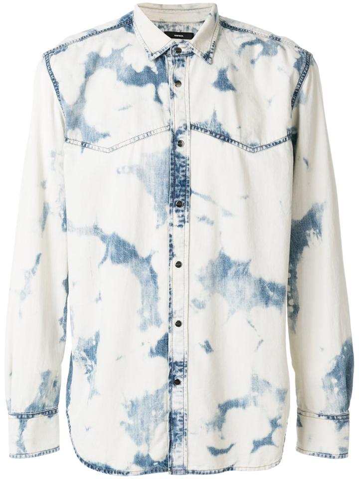 Diesel D-planet Marbled Denim Shirt - Blue