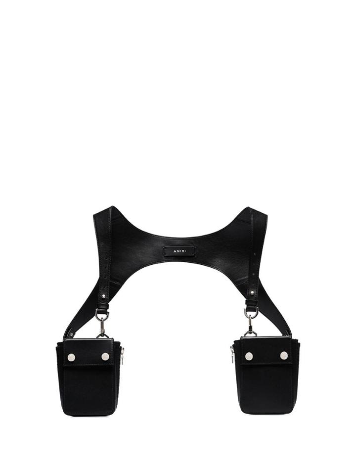 Amiri Black Leather Harness Bag