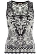 Roberto Cavalli Floral Pattern Tank, Women's, Size: 44, Black, Polyester/viscose