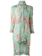 Christian Dior Vintage Scarf Floral Print Dress, Women's, Size: 44, Green