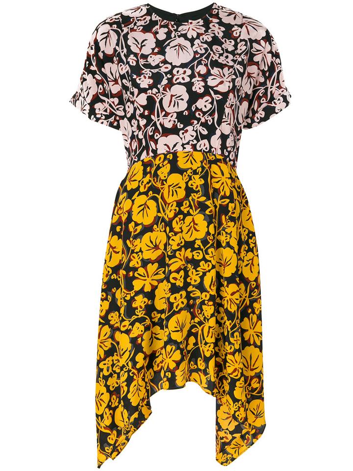 Kenzo - Flower Print Day Dress - Women - Silk - 34, Orange, Silk