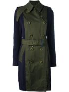 Sacai Contrast Sleeve Trench Coat - Blue