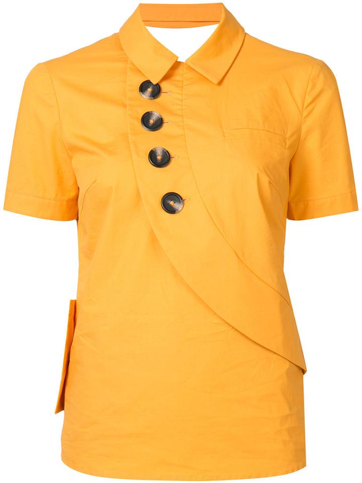 Self-portrait Button Shirt, Women's, Size: 8, Yellow/orange, Cotton