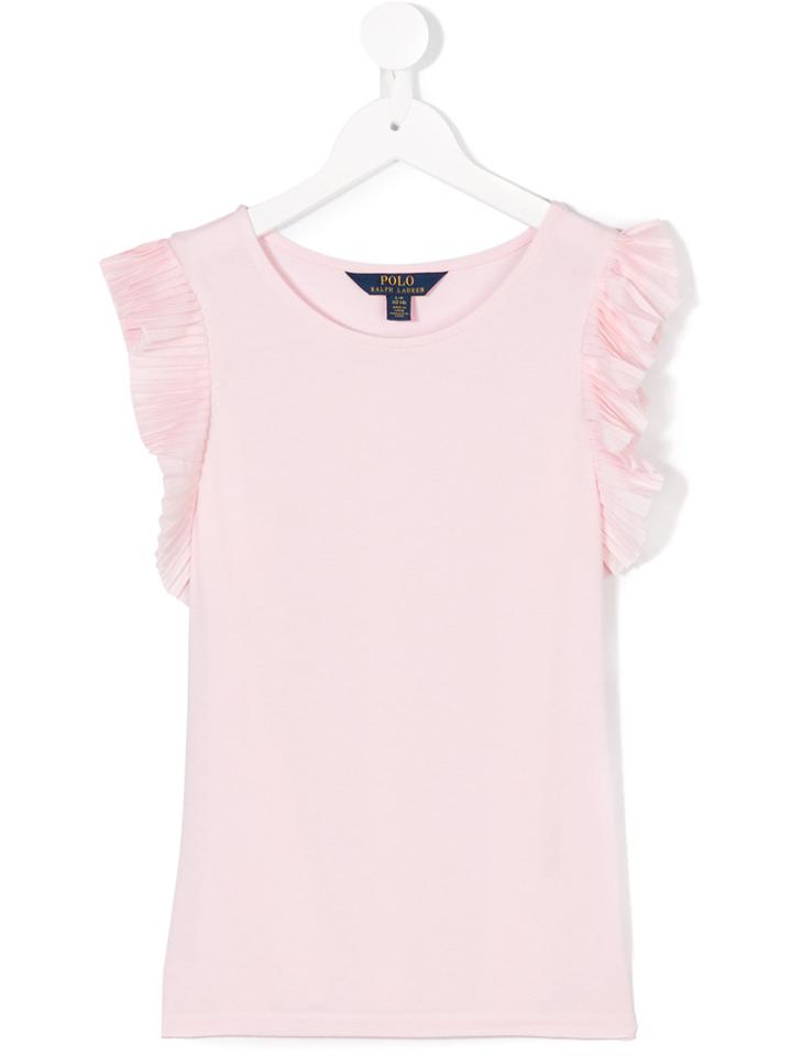 Ralph Lauren Kids Teen Pleated Sleeve Top - Pink & Purple