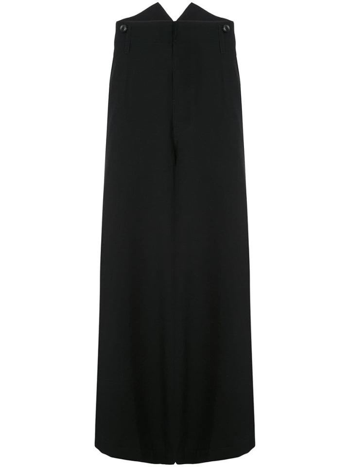 Yohji Yamamoto Cropped Palazzo Trousers - Black