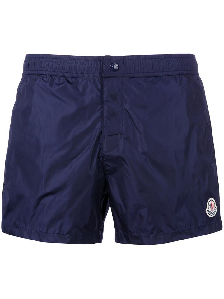 Moncler - Logo Plaque Swimming Trunks - Men - Nylon/polyamide/polyester - L, Blue, Nylon/polyamide/polyester