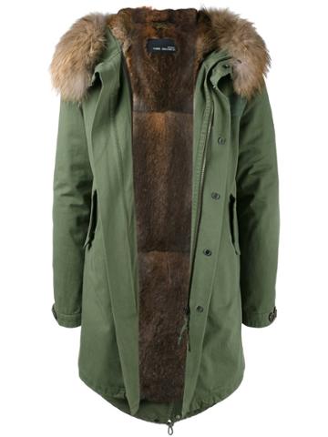 Yves Salomon Fur Trim Parka, Men's, Size: 44, Green, Rabbit Fur/acrylic/polyester/racoon Fur