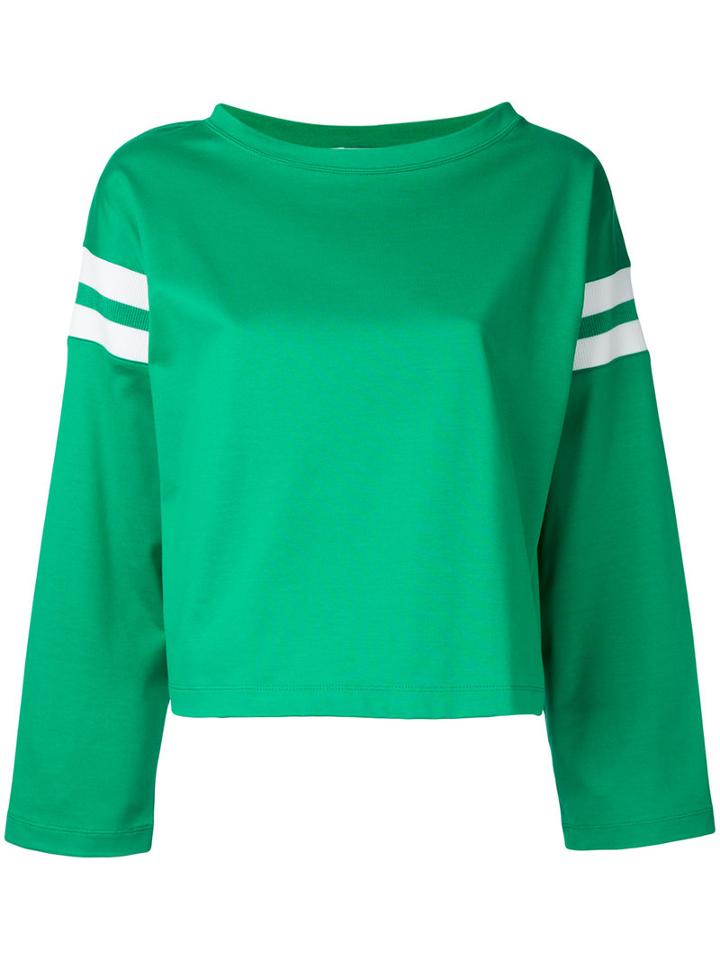 H Beauty & Youth - Striped Flared Sleeves Blouse - Women - Cotton - One Size, Green, Cotton