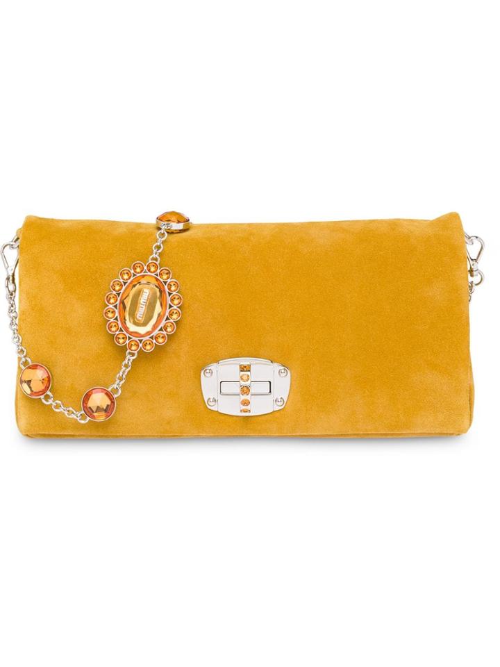 Miu Miu Miu Crystal Suede Bag - Yellow