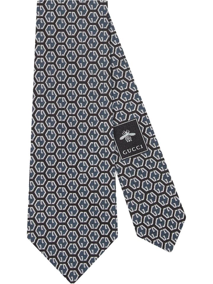 Gucci Gg Rhombus Silk Tie - Blue
