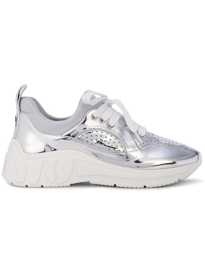 Miu Miu Miu Run Sneakers - Silver