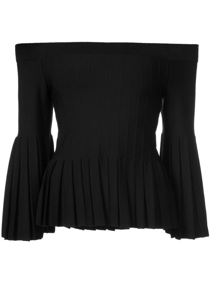Jonathan Simkhai Pleated Off-the-shoulder Blouse - Black