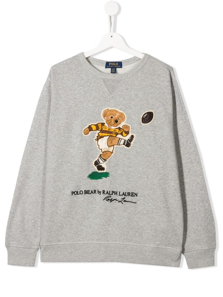 Ralph Lauren Kids Soccer Bear Print Jumper - Grey