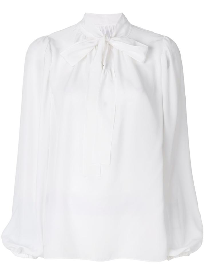 Dolce & Gabbana Long Sleeve Blouse With Pussy Bow - White
