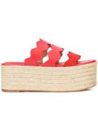 Chloé Lauren Flatform Sandals - Red