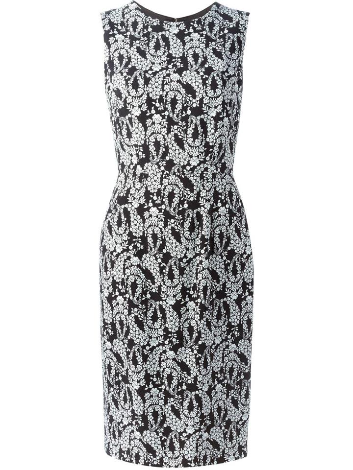 Dolce & Gabbana Wisteria Print Midi Dress, Women's, Size: 42, Black, Silk/spandex/elastane/viscose
