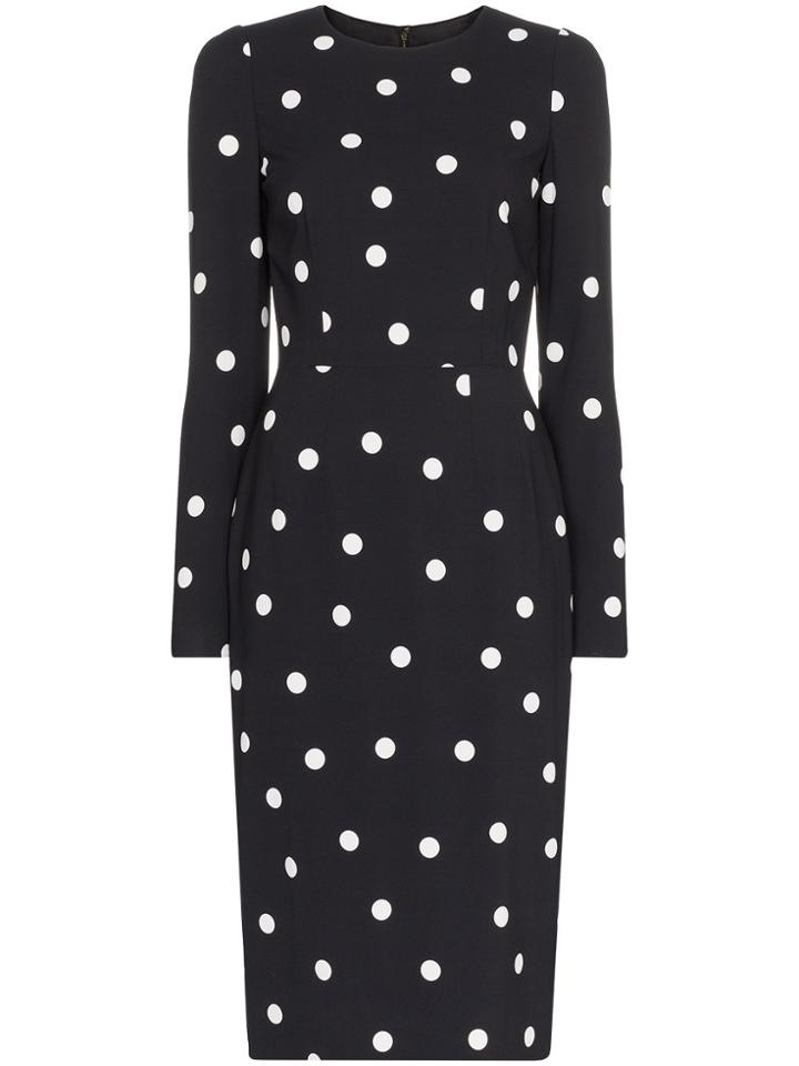 Dolce & Gabbana Cady Polka-dot Midi Dress - Black