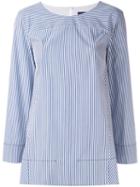Piazza Sempione - Poplin Striped Shirt - Women - Cotton/polyamide/spandex/elastane - 46, Blue, Cotton/polyamide/spandex/elastane