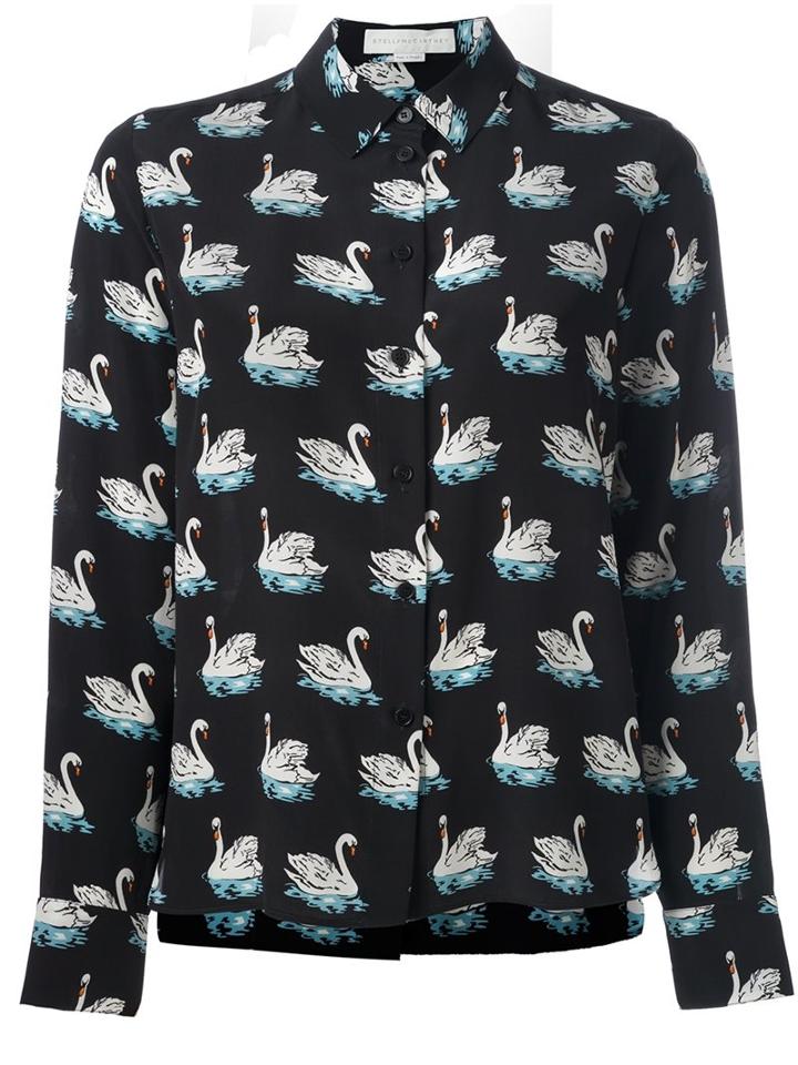 Stella Mccartney Swan Print Shirt, Women's, Size: 44, Black, Silk