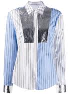 Msgm Patchwork Striped Shirt - Silver