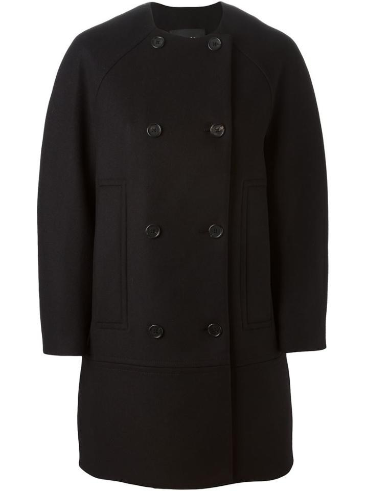 Proenza Schouler Double Breasted Overcoat, Women's, Size: 10, Black, Nylon/cupro/cashmere/pbt Elite