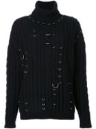 Mugler Turtle Neck Jumper, Women's, Size: Medium, Black, Cashmere/wool