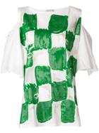 Tsumori Chisato Off-shoulder Square Print T-shirt - White