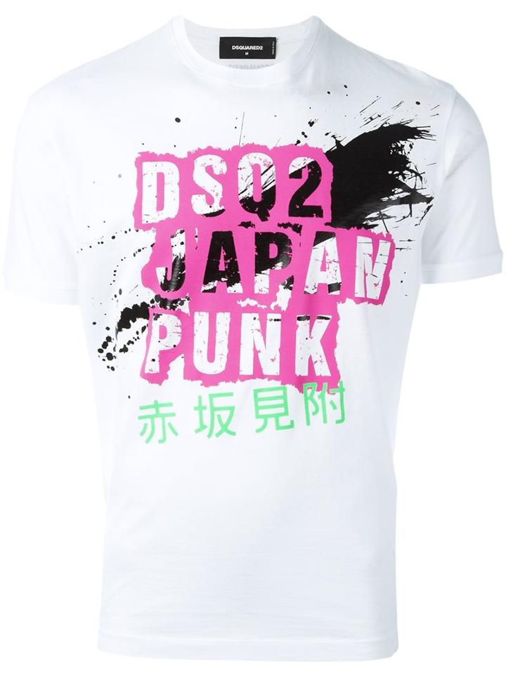 Dsquared2 'japan Punk' Splatter T-shirt, Men's, Size: Small, White, Cotton