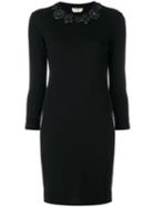 Fendi - Fitted Dress With Floral Appliqués - Women - Leather/wool/pvc - 40, Black, Leather/wool/pvc
