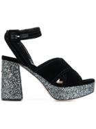 Miu Miu Glitter Platform Sandals - N11 Nero+ardesia
