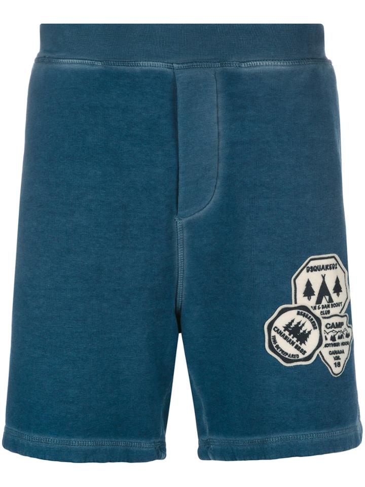 Dsquared2 Badge Embroidered Jogger Shorts - Blue