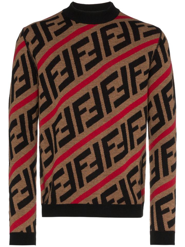 Fendi Logo Intarsia Knitted Wool Jumper - Unavailable