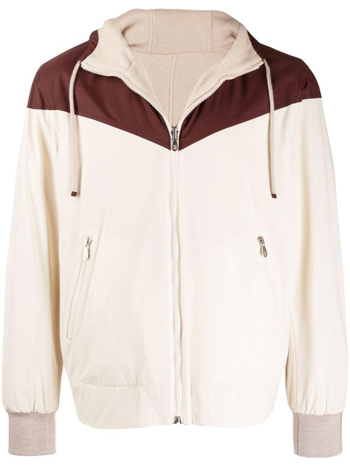 Brunello Cucinelli Geometric Panelled Track Jacket - Neutrals