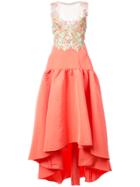 Marchesa Notte Embroidered Faille High-low Dress - Pink & Purple