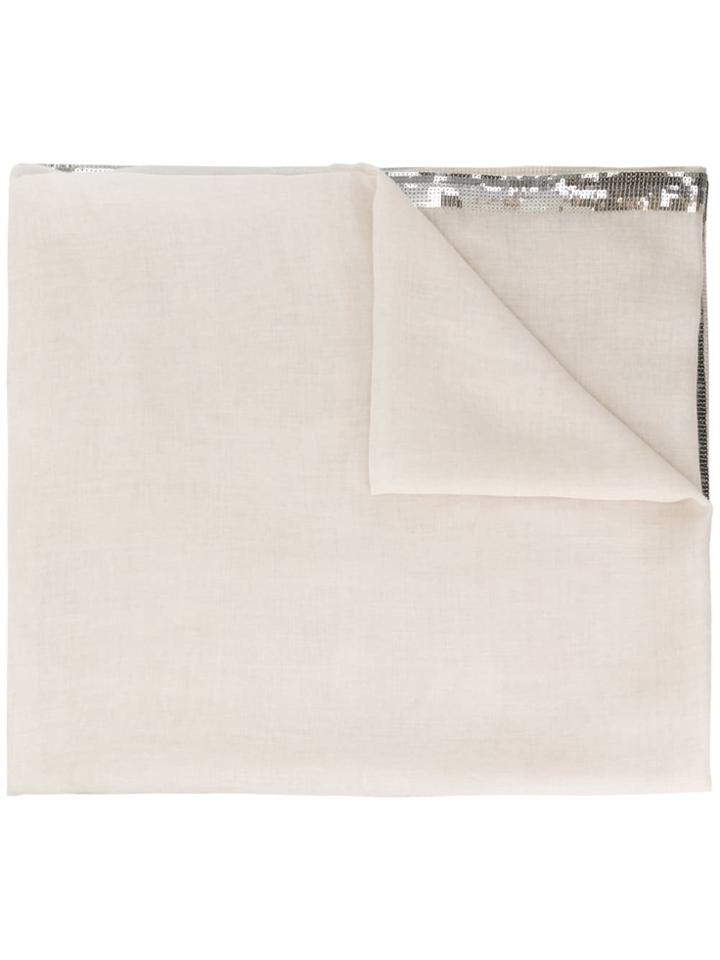 Faliero Sarti Sequin Trim Scarf - Neutrals
