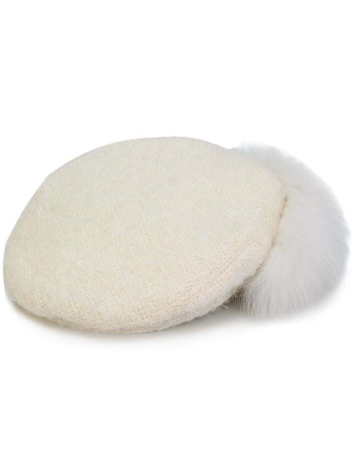 Borsalino Flat Trim Detail Hat - White
