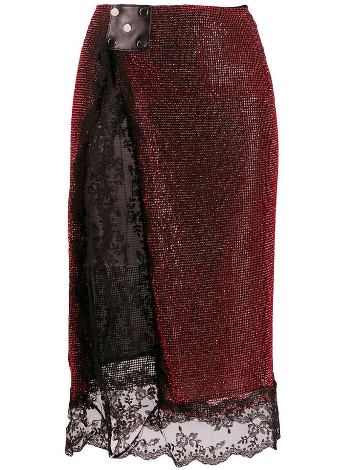Christopher Kane Crystal Mesh Skirt - Red
