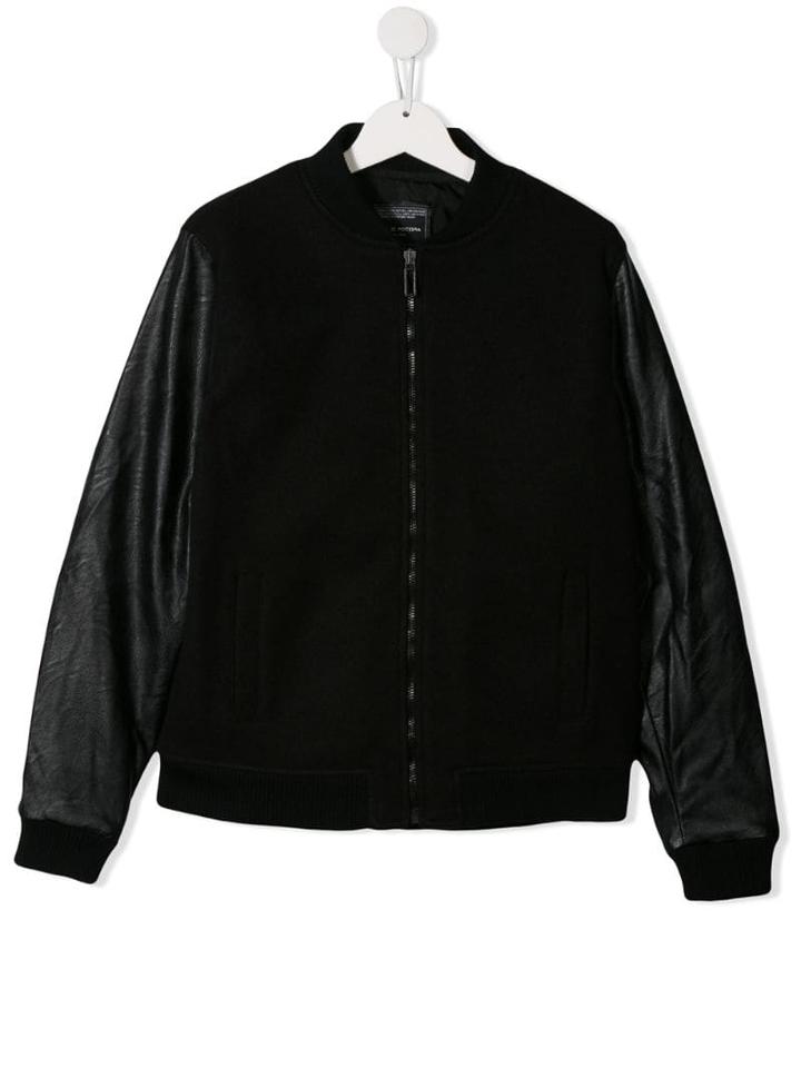 Paolo Pecora Kids Teen Panelled Bomber Jacket - Black