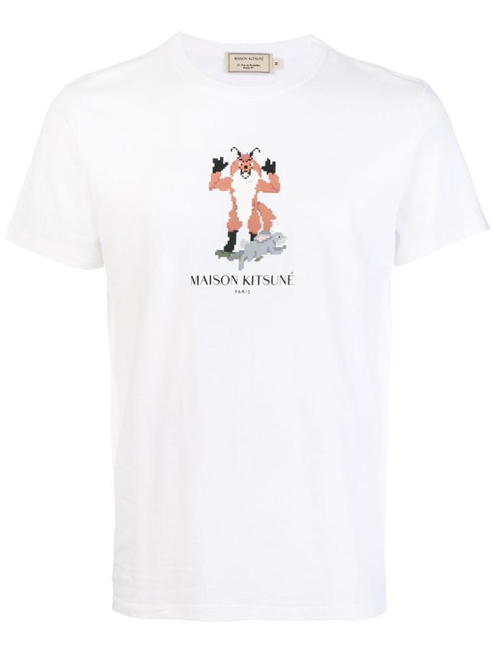 Maison Kitsuné Pixel Logo Print T-shirt - White