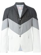 Moncler Gamme Bleu Panelled Blazer, Men's, Size: 2, Grey, Cotton/feather Down/polyamide/virgin Wool