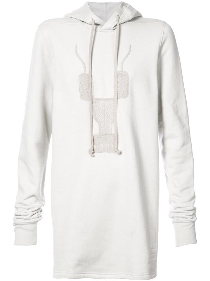 Rick Owens Drkshdw Dinge Embroidered Hoodie - White